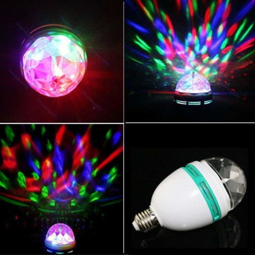 Bec rotativ disco cu LED 3W, Full color mini party