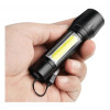 Mini lanterna de buzunar XPE LED + COB laterale, incarcare USB