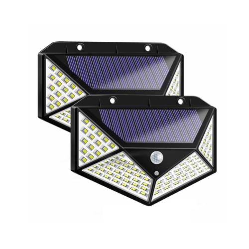 Set 2 lampi solare de perete cu 100 LED-uri si senzor de miscare, BK-100