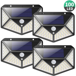 Set 4 lampi solare de perete cu 100 LED-uri si senzor de miscare, BK-100