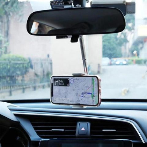 Suport auto pentru telefon, prindere tetiera sau oglinda, rotatie 360 grade